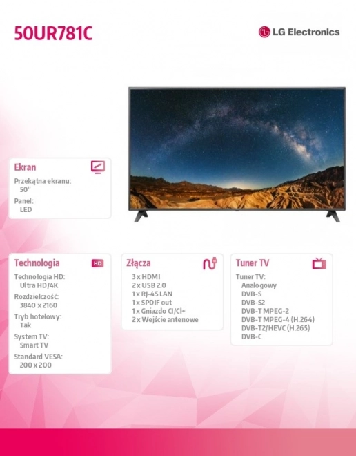 50 hüvelykes LED TV 50UR781C