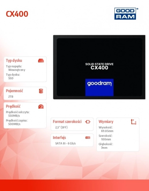 2TB SSD Meghajtó GOODRAM CX400 Gen.2
