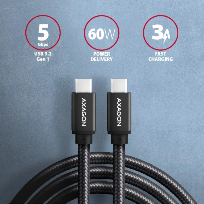 Axagon gyors USB-C - USB-C kábel 1,5m 60W