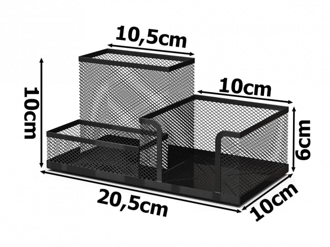 Fém hálós asztali szervező 3 rekesszel