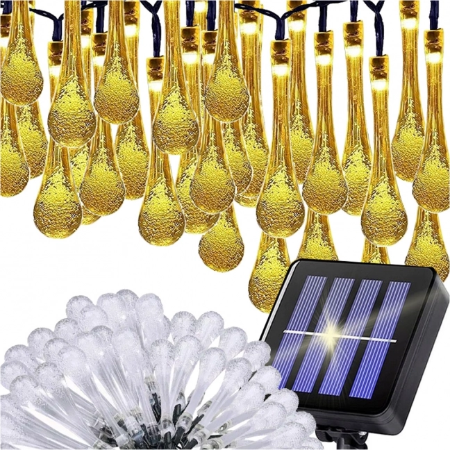 Napelemes kerti LED fényfüzér terasz erkély 50 LED