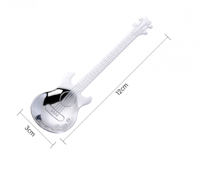 Gitár alakú fém teáskanál 3 db ezüst