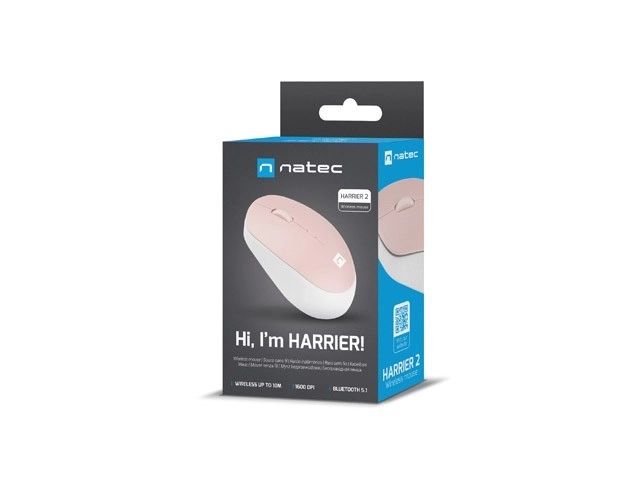 Natec Harrier 2 vezeték nélküli egér Bluetooth 5.1 fehér-rózsaszín