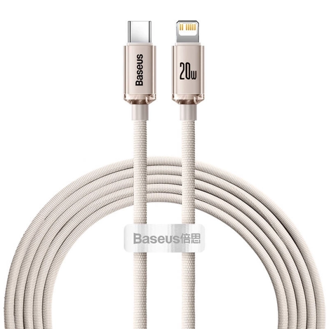 Baseus crystal shine usb-c kábel 20w, 2m (rózsaszín)