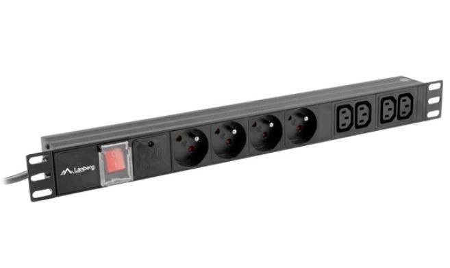 Rack PDU 1U 16A elosztósín 4x 230V PL és IEC C13, 2m, fekete