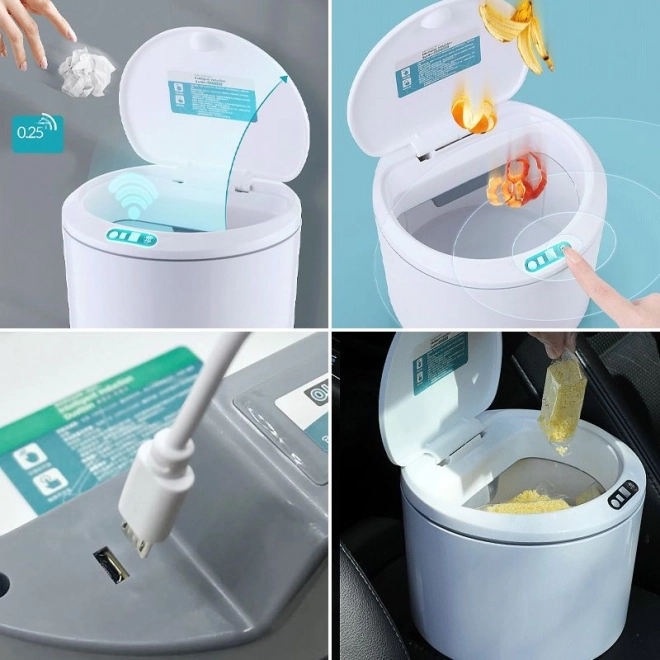 Automata szenzoros szemeteskosár 5 liter - fehér / akkumulátor