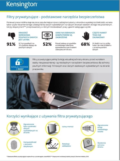 Személyes adatok védőszűrő monitorhoz 15,6 hüvelykes 16:9