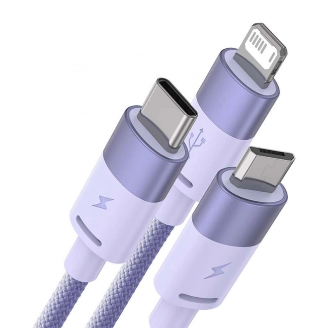 Baseus starspeed töltőkábel USB-C + Micro USB + Lightning, 3 az 1-ben, 1,2 m, lila