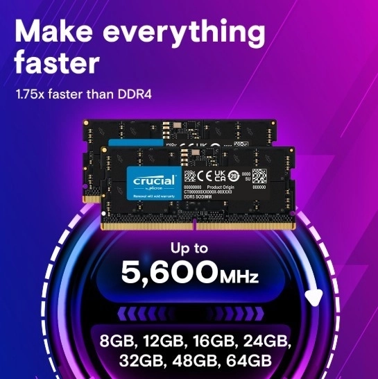 Crucial DDR5 SODIMM 16GB 5600MHz memória
