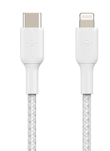 Fonott USB-C a Lightning kábel 1m fehér