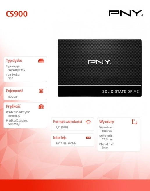 Pny cs900 500gb ssd meghajtó 2,5" sata3