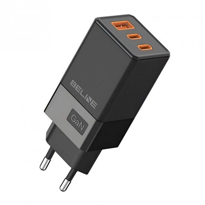 Fali töltő 65W GaN 2xUSB-C + USB-A fekete