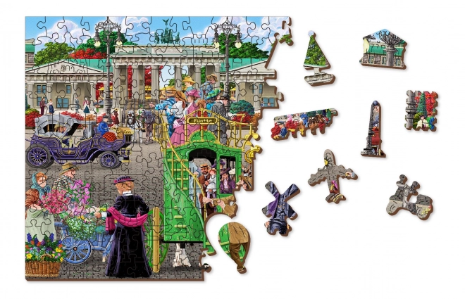 Fából készült puzzle figurákkal - Párizsi tér Berlinben