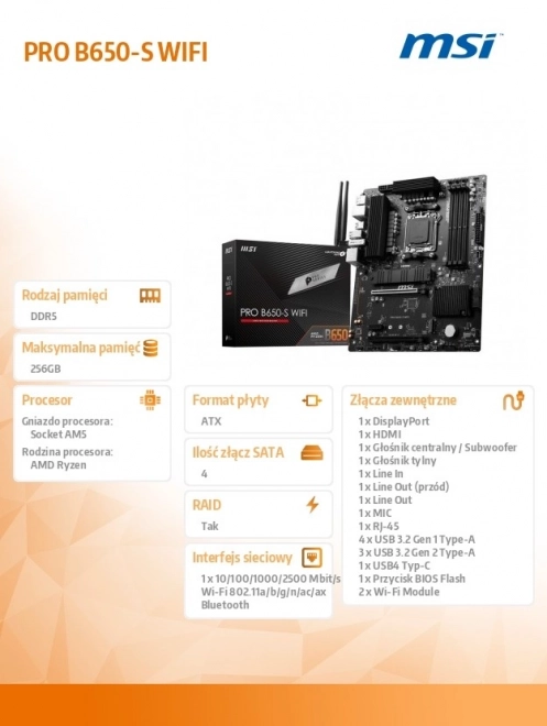 Pro B650-S WiFi alaplap DDR5 támogatással