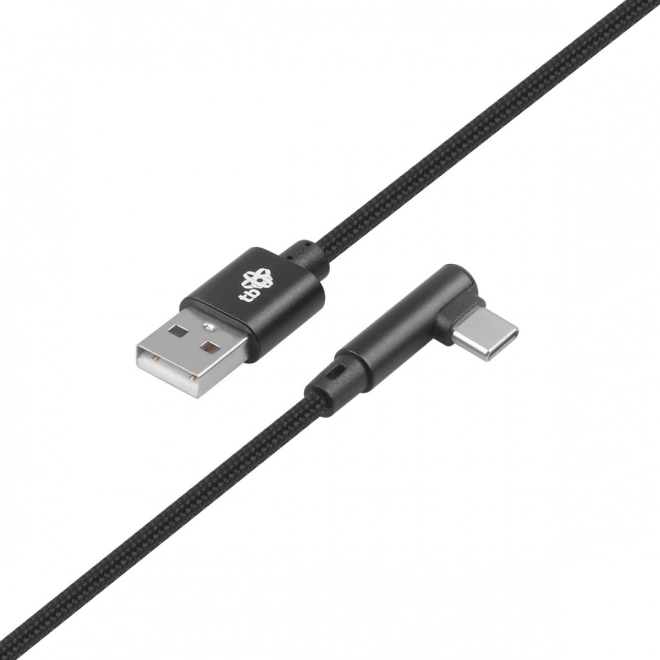 Kábel USB-USB C 1,5m sarok, fekete zsinór