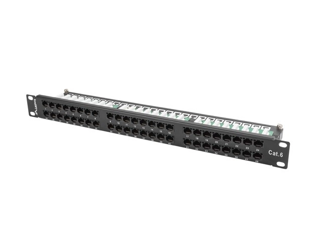 Patch panel 48 port 1U fekete