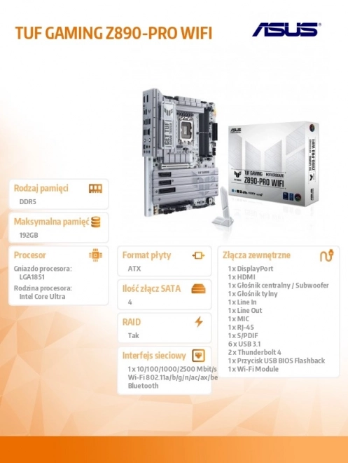 Játéknak tervezett TUF Z890-PRO WIFI alaplap
