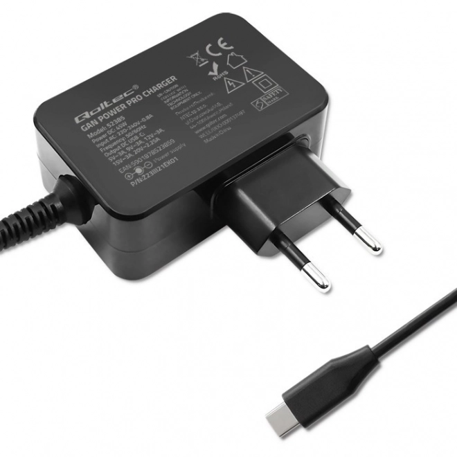 Qoltec Gan Power Pro fekete gyorstöltő