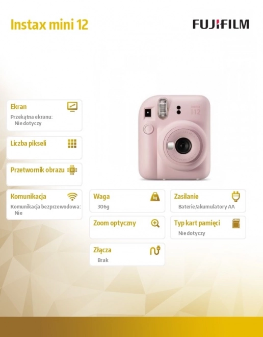 Instax Mini 12 rózsaszín fényképezőgép