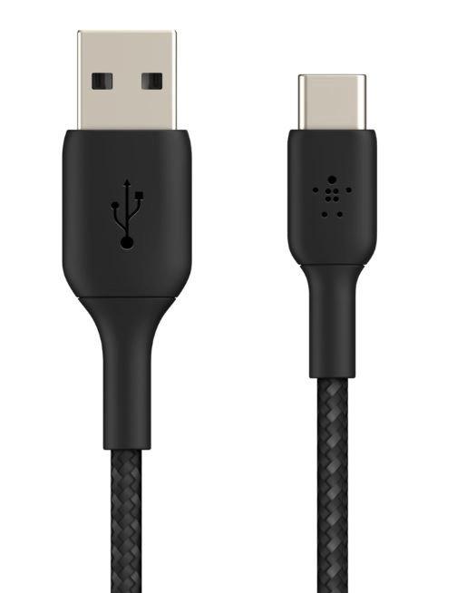 Fonott USB-C - USB-A kábel 2m fekete