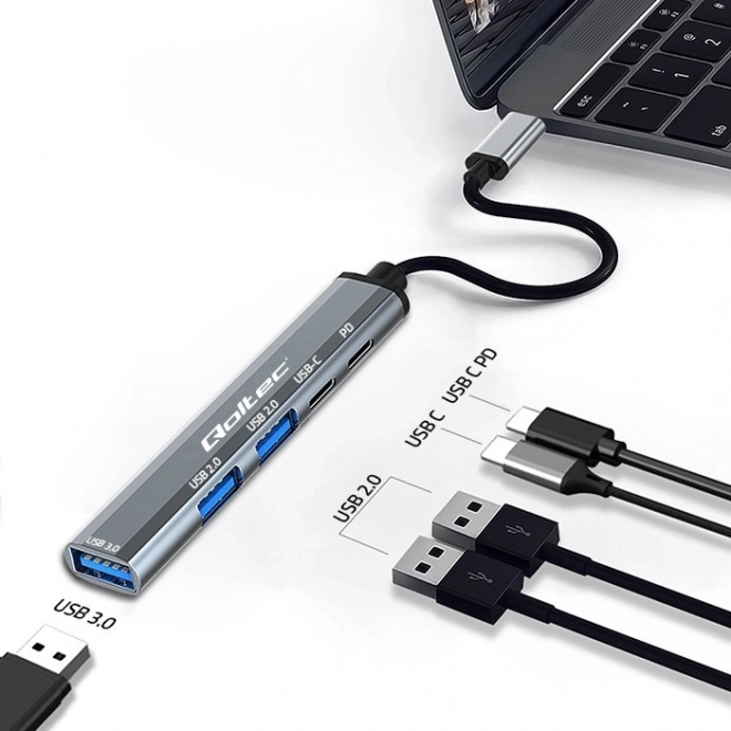 Qoltec USB-C adapter hub 5 az 1-ben