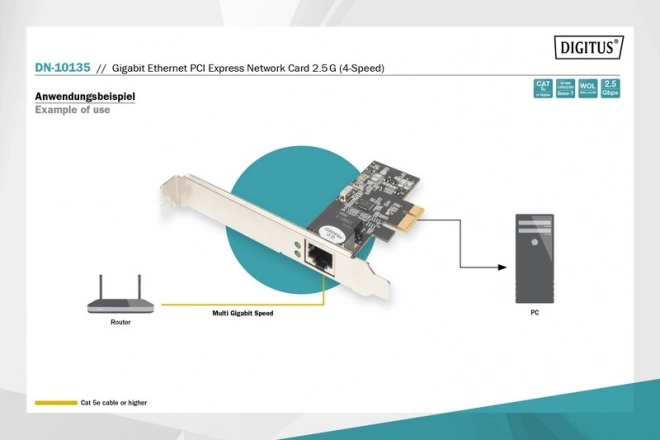 Digitus pci express vezetékes hálózati kártya