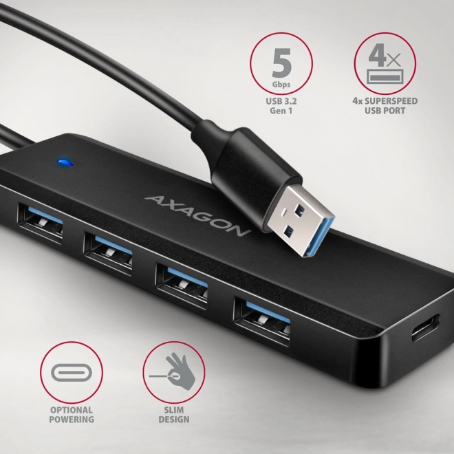 Axagon 4 portos utazó USB hub 5 Gbps