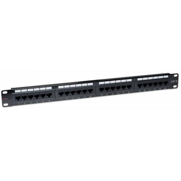 Patch panel 24 port RJ45 Cat.6 fekete