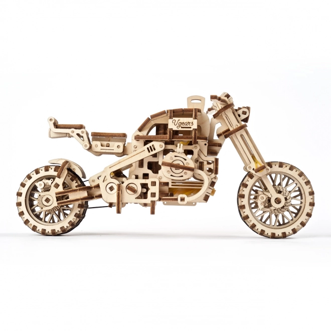 Ugears 3D fa mechanikus puzzle Scrambler motorkerékpár oldalkocsival