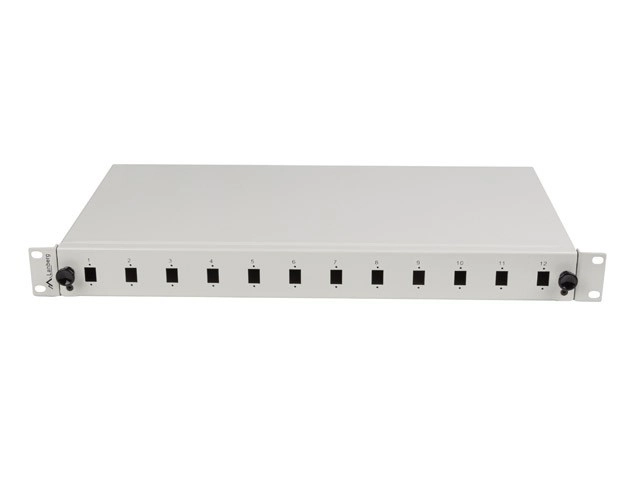 Szürke kihúzható rack száloptikai patchpanel 12 portos