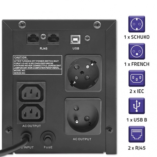 Szünetmentes tápegység UPS Monolith 1500VA 900W LCD USB