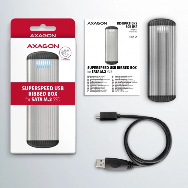 Axagon hűtött USB 3.2 Gen 1 aluminium külső M.2 SATA SSD ház