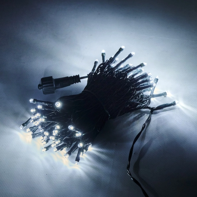 LED fényfüzér 10m 100 LED hideg fehér 8 világítási mód – Hideg fehér
