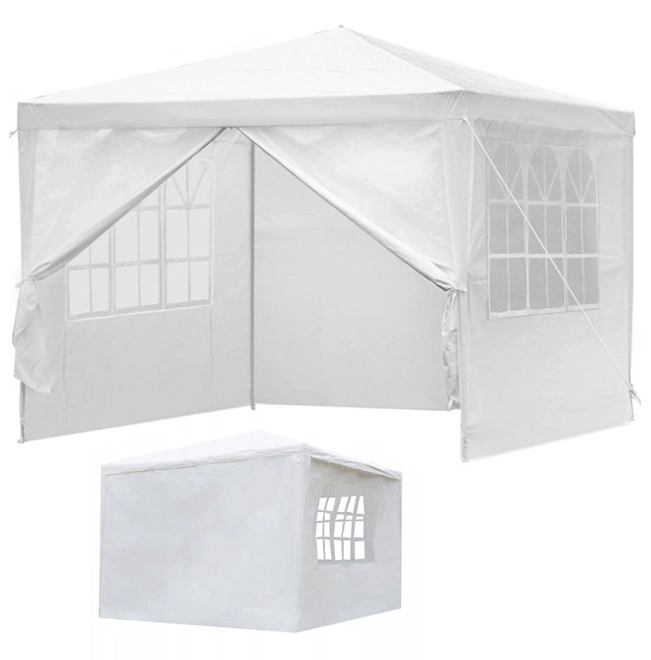 Kerti pavilon sátor 3x3 m, 4 oldalfal, fehér