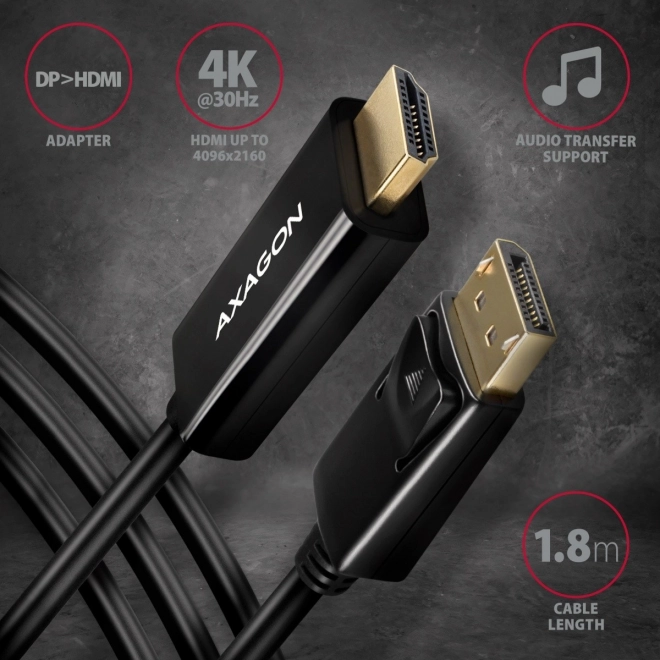 Axagon aktív DisplayPort - HDMI adapter