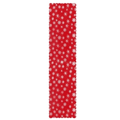 Hosszú karácsonyi asztali futó fehér hópelyhekkel 150x35 cm