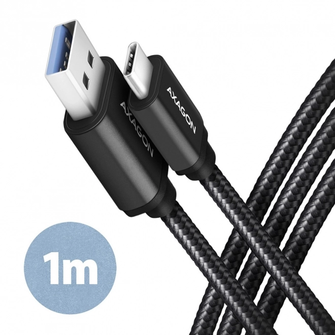 Usb-c - usb-a 3.2 gen 1 adat- és töltőkábel, 1m, 3a, fekete nylon fonott