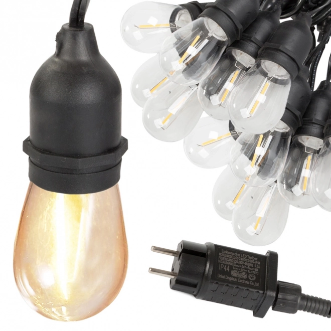 Kerti fényfüzér 20 LED izzó E27 20m