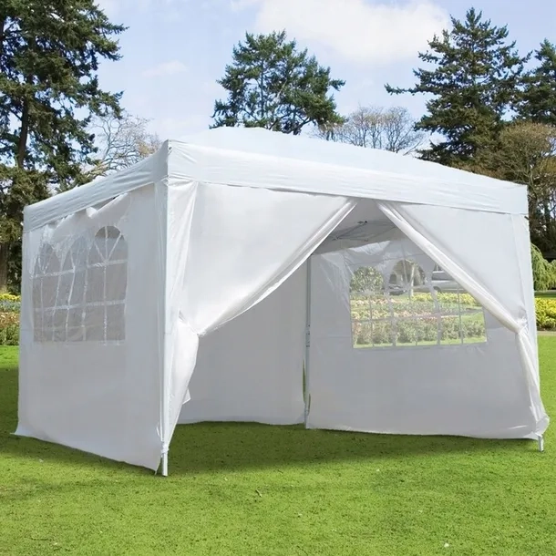 Kerti pavilon sátor 3x3 m, 4 oldalfal, fehér
