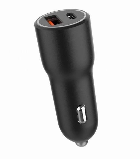 Autós USB töltő USB-A/USB-C 38W PD fekete