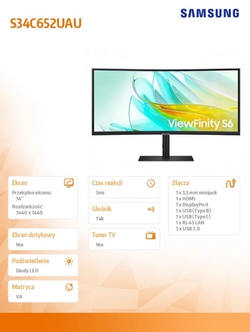 34 hüvelykes ViewFinity S65UA ívelt monitor