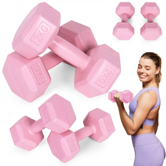 ModernHome rózsaszín súlyzókészlet 2x2 kg fitneszhez