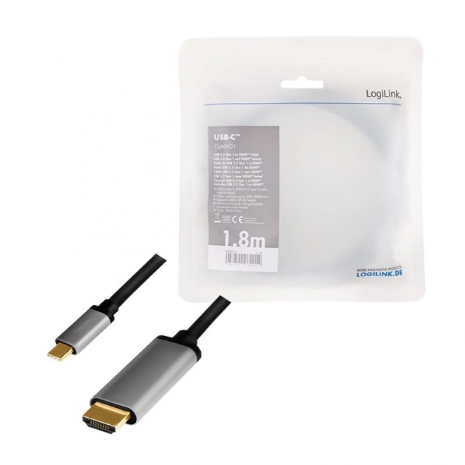 Usb-C Hdmi Kábel 4K 60Hz Alumínium 1,8m