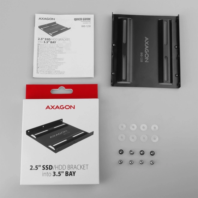 Fekete AXAGON HDD/SSD beépítő keret 2,5"-ról 3,5"-ra