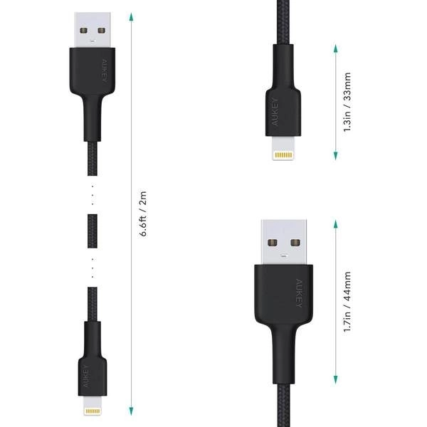 Nylon gyors töltő kábel Lightning-USB 2m Apple MFi tanúsítvány