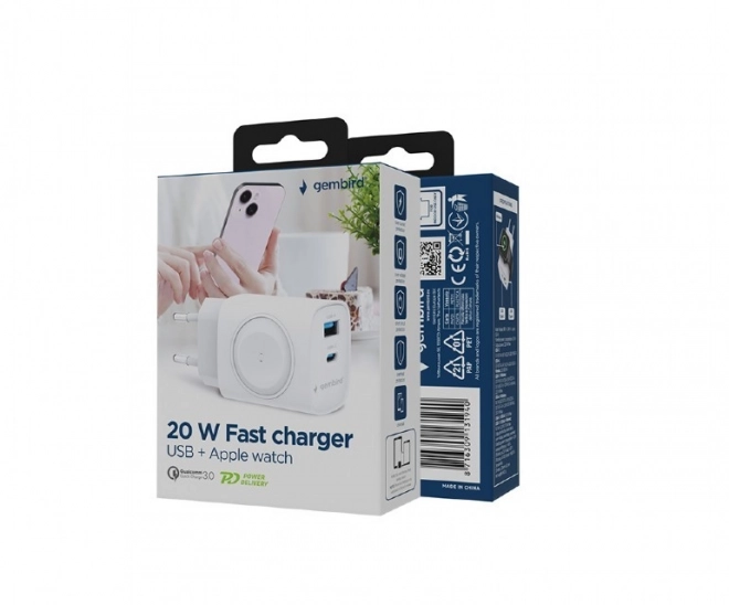 Usb-a usb-c 20w gyorstöltő powerdelivery quick charge 3.0, fehér