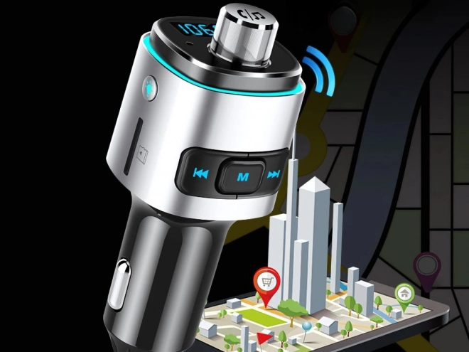 Bluetooth FM adó autós töltő 2x USB világítással