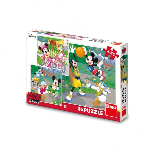 Dino puzzle Mickey Mouse és barátai 3x55 darabos