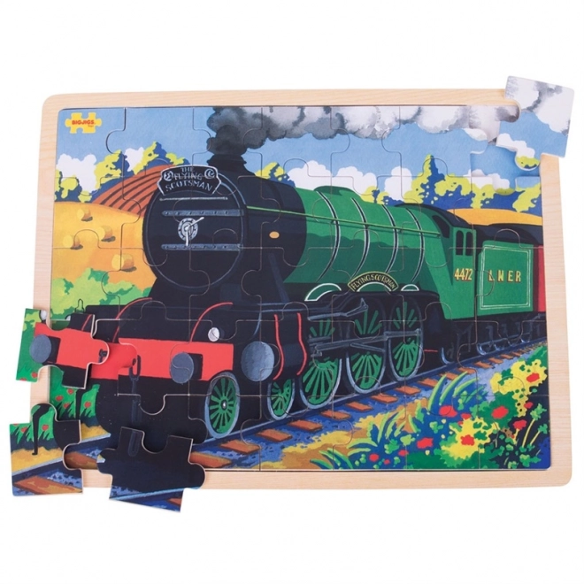 Bigjigs Toys Fa Puzzle Történelmi Vonat Flying Scotsman 35 Darabos