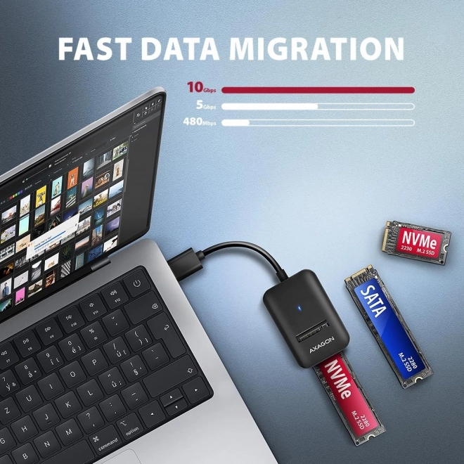Adapter usb 3.2 gen 2 m.2 nvme/sata ssd 10 gbps 10 cm usb-a kábel